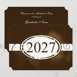 Brown & White Floral Button 2027 Graduation Party Invitation