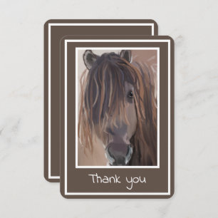 Brown White Framed Horse Painting Thank You Card