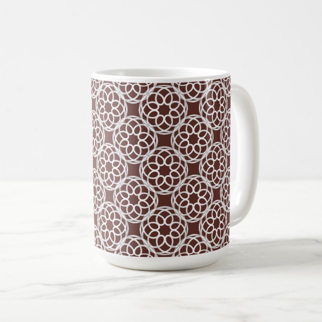 Brown White Geometric Seamless Pattern Coffee Mug (Front Right)