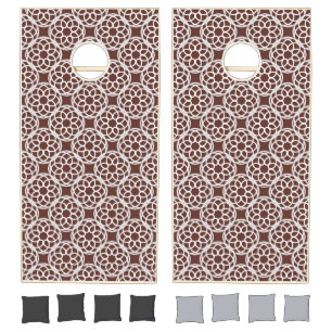 Brown White Geometric Seamless Pattern Cornhole Set