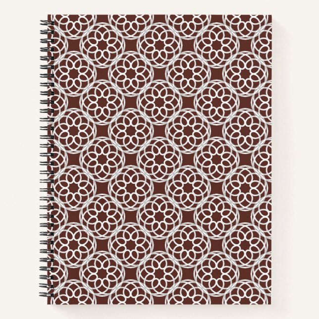 Brown White Geometric Seamless Pattern Notebook (Front)
