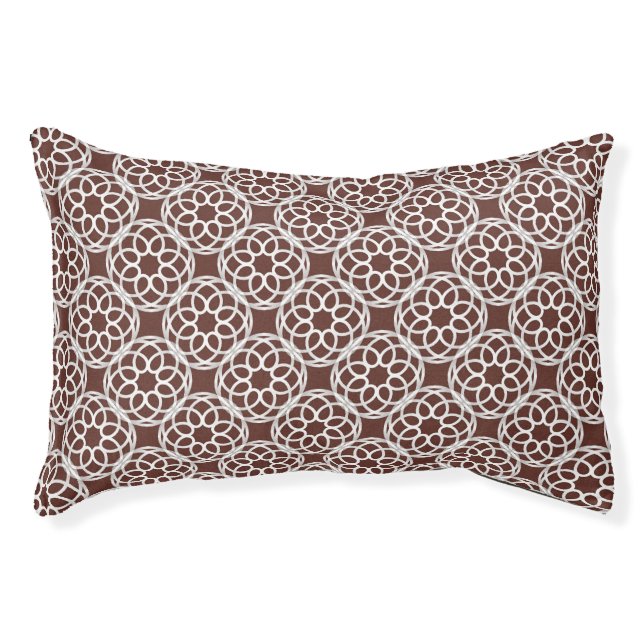 Brown White Geometric Seamless Pattern Pet Bed (Front)