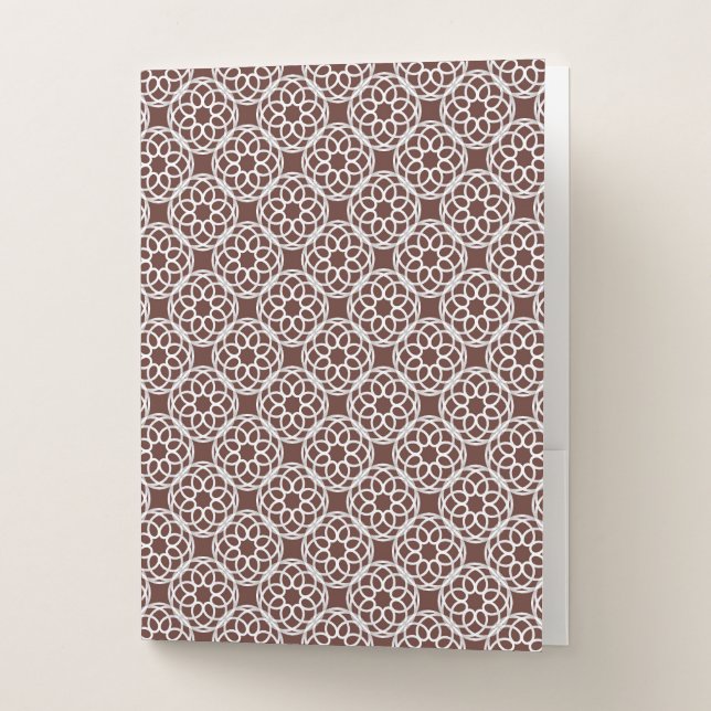 Brown White Geometric Seamless Pattern Pocket Folder (Front)
