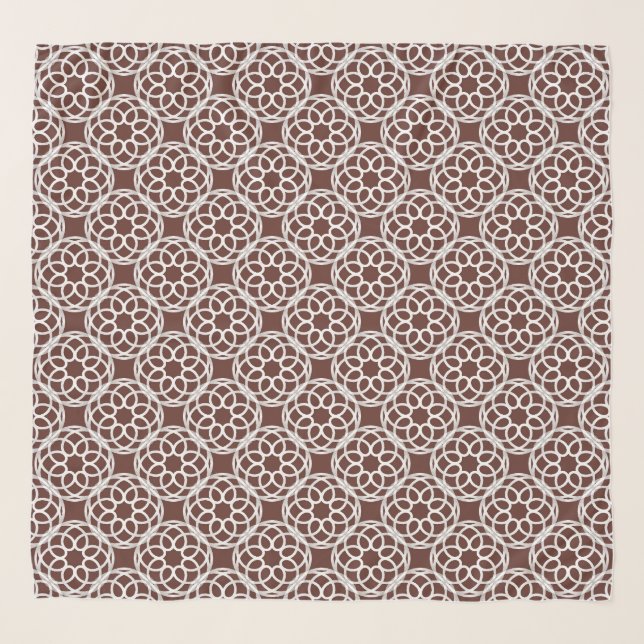 Brown White Geometric Seamless Pattern Scarf (Front)