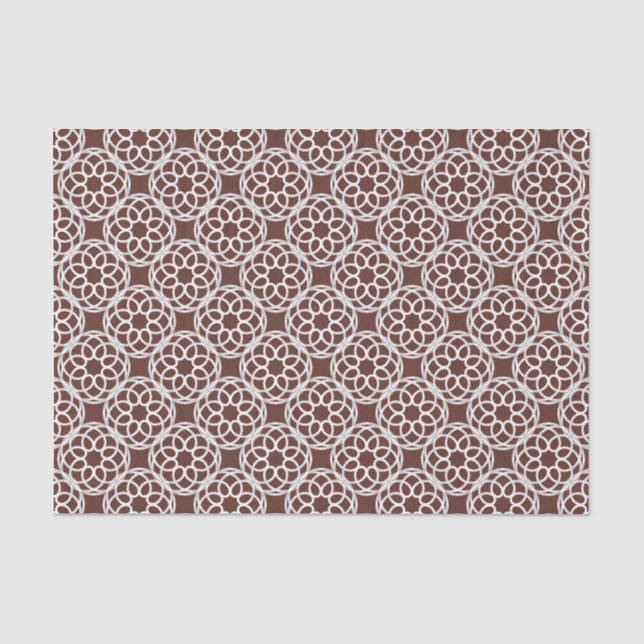 Brown White Geometric Seamless Pattern Tissue Paper (Front)