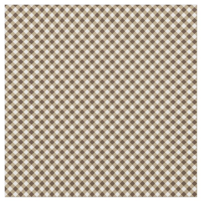 Brown White Gingham Fabric (Close Up)