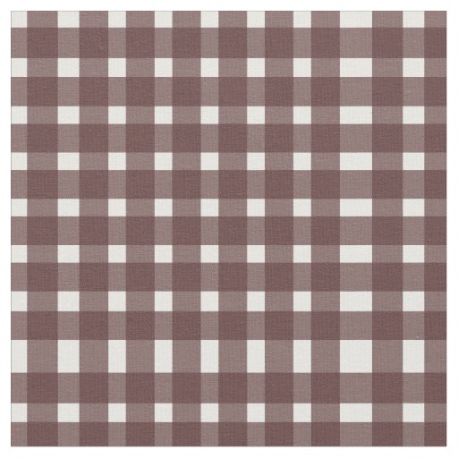 Brown White Gingham Pattern  Fabric