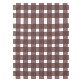 Brown White Gingham Pattern Tablecloth
