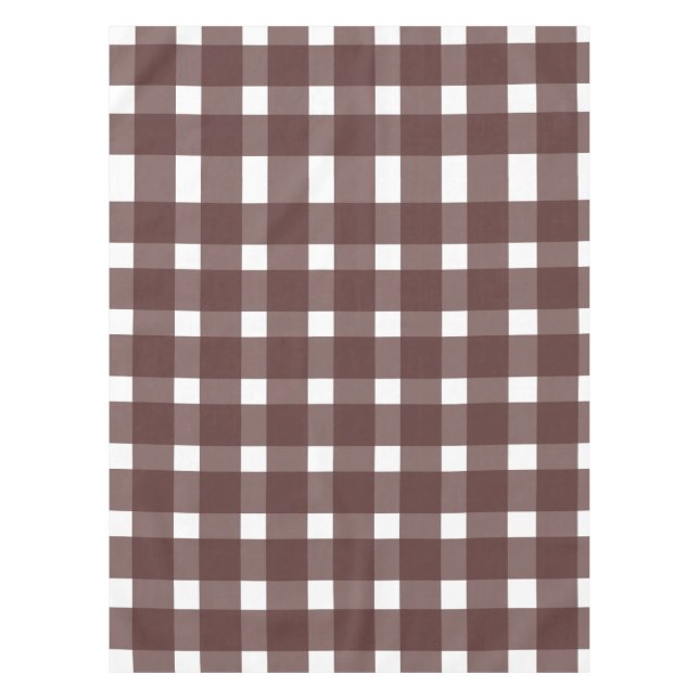 Brown White Gingham Pattern Tablecloth (Front)