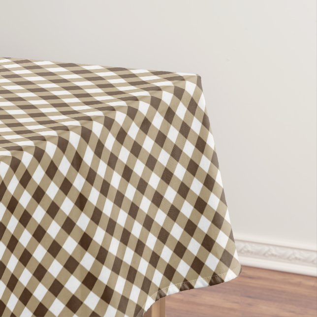 Brown White Gingham  Tablecloth (In Situ)