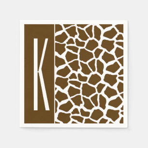Brown & White Giraffe Animal Print Napkins