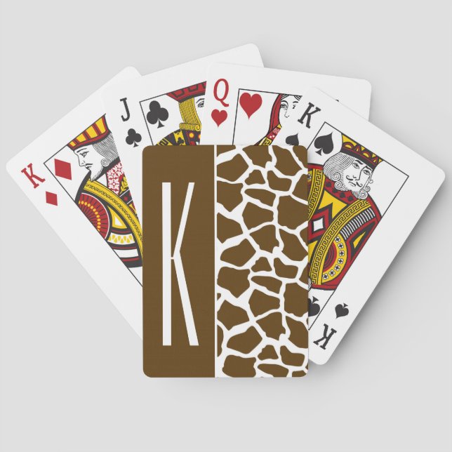 Brown & White Giraffe Animal Print Poker Cards (Back)