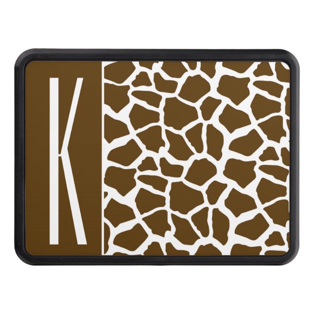 Brown & White Giraffe Animal Print Tow Hitch Cover (Front)