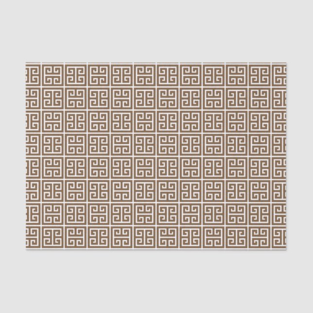 Brown White Greek Key Tissue Paper (Front)