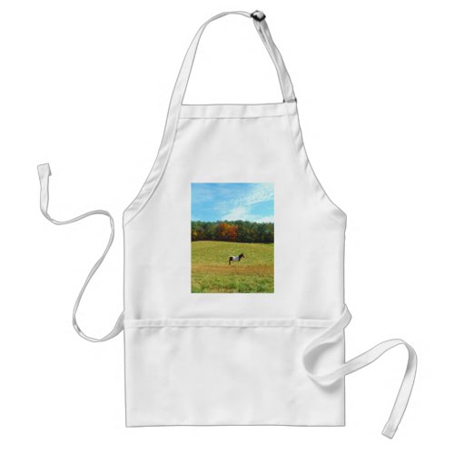 Brown  White horseautumn treesblue sky Adult Apron