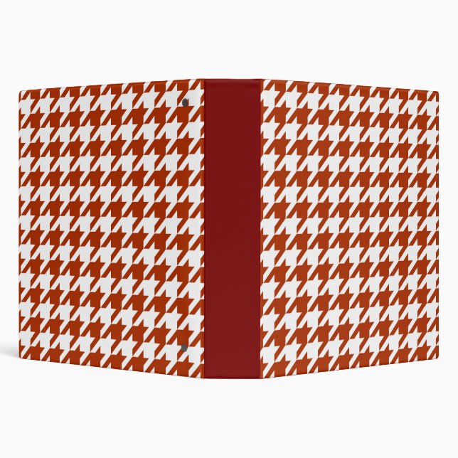 Brown White Houndstooth Plaid Design  3 Ring Binder (Background)