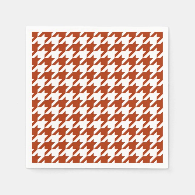 Brown White Houndstooth Plaid Design  Napkins (Front)