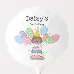 Brown White Labradoodle Dog Birthday Party Balloon