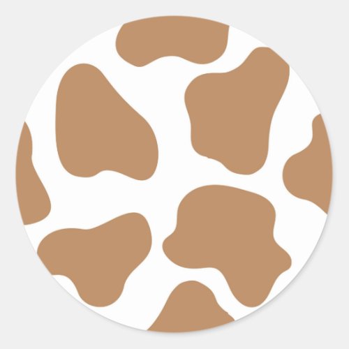 Brown  white Large cow spots Animal print Classic Round Sticker