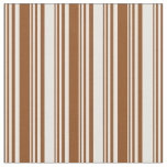 [ Thumbnail: Brown & White Lines/Stripes Pattern Fabric ]