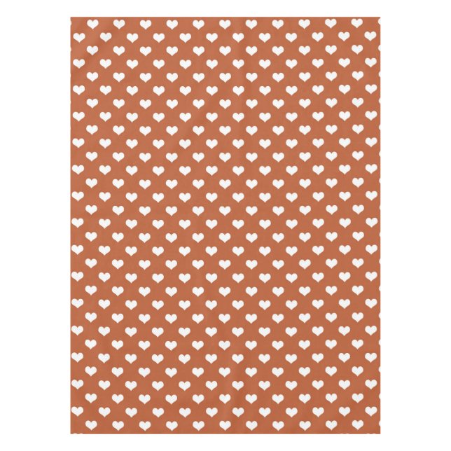 Brown White Love Heart Pattern Design  Tablecloth (Front)