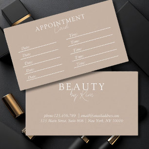 Brown & White, Minimal Elegant, Salon Appointment Card