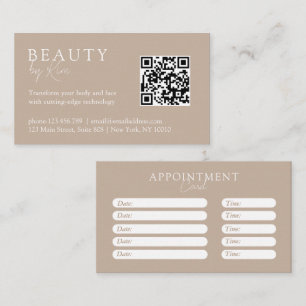 Brown & White Minimal Elegant Salon Appointment Card