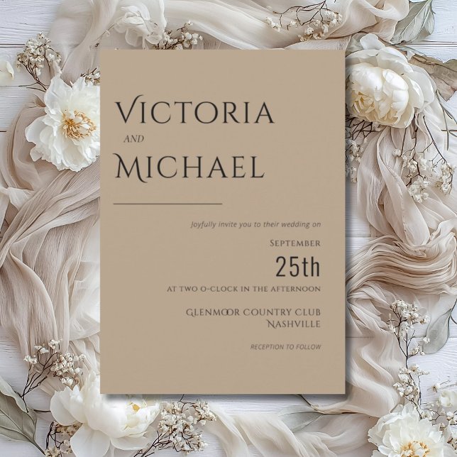 Brown & White Modern Customized Wedding Invitation (Creator Uploaded)
