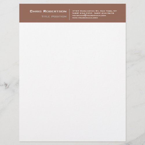 Brown White Modern Minimalist Plain Letterhead