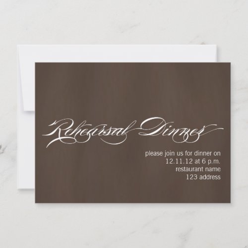 Brown White Modern Rehearsal Dinner Invitation