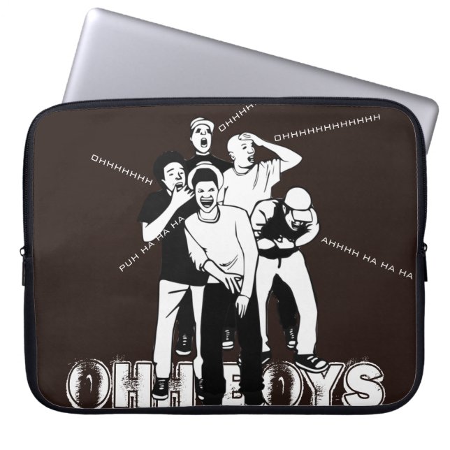  brown white OHH BOYS Cracking Up Laughing Laptop Sleeve (Front)