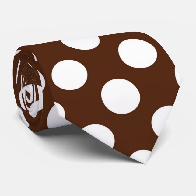 Brown white pattern polka dot tie (Rolled)