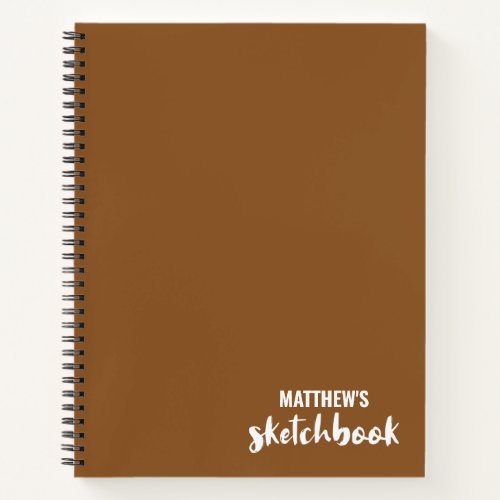 Brown White Personalized Sketchbook Your Name Notebook