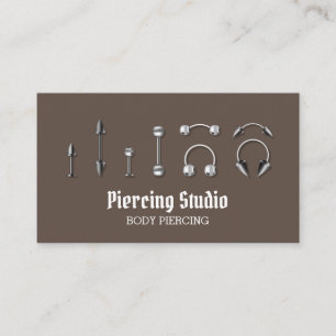 Brown White Piercing Specialist Modern Business Card
