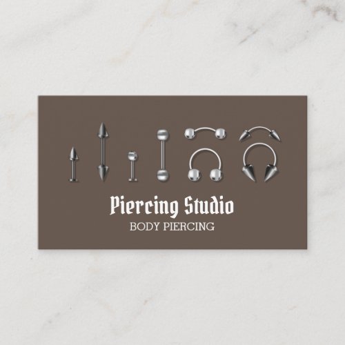 Brown White Piercing Specialist Modern Business Card