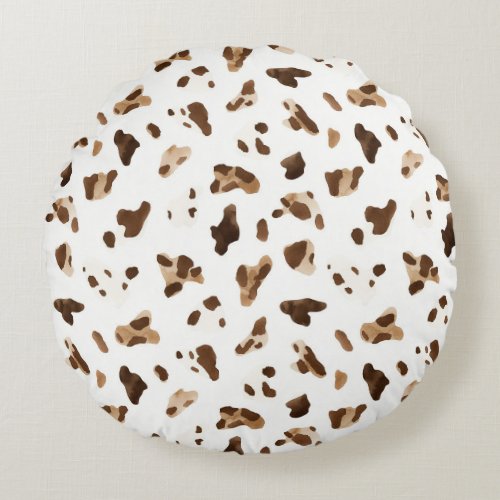 Brown White Pink Bow Cowgirl Hat Round Pillow