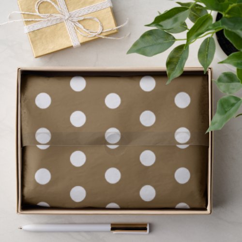 BROWN WHITE POLKA DOT CUSTOMIZED STYLISH SIMPLE TISSUE PAPER