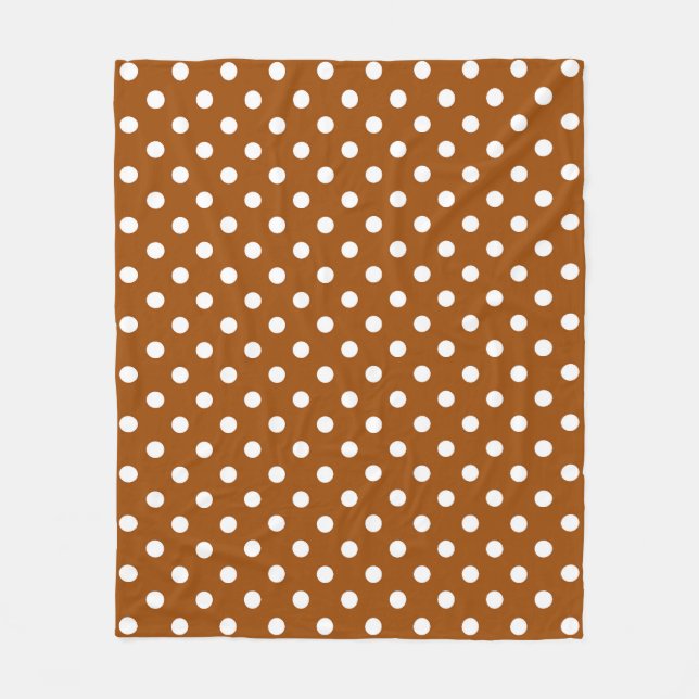 Brown White Polka Dots Design Fleece Blanket (Front)