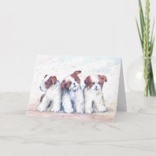 Brown White Puppy Dog Vintage Blank Cute Card