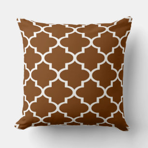 Brown White Quatrefoil Lattice Pillow