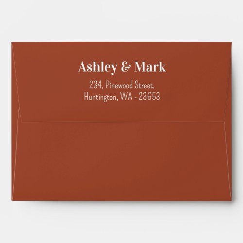 Brown White Return Address Wedding Envelope