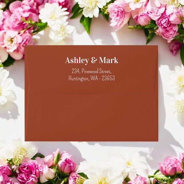 Brown White Return Address Wedding Envelope (Creator Uploaded)