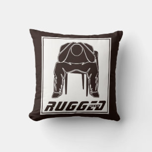 brown white Rugged Man Holding Head   Thinking Man Throw Pillow