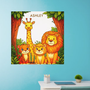Brown White Safari Animals Jungle Wall Decal