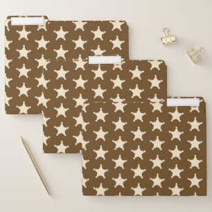 Brown White Sheriff Cowboy Stars Rustic Farmer File Folder