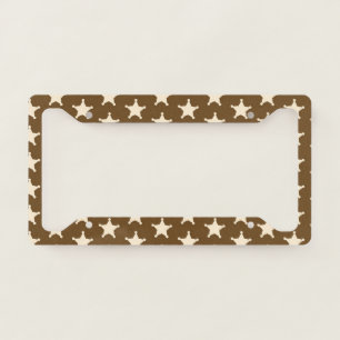 Brown White Sheriff Cowboy Stars Rustic Farmer License Plate Frame