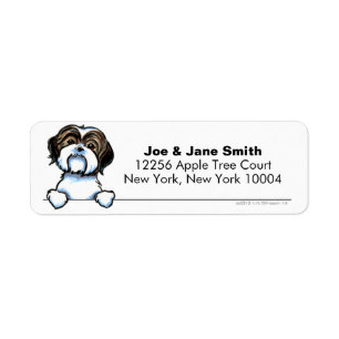 Brown White Shih Tzu Clean & Simple Label