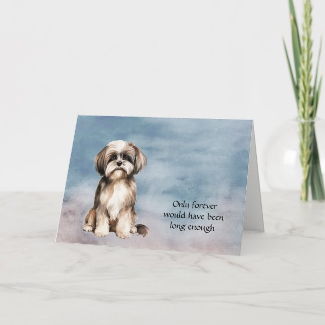 Brown White Shih Tzu Dog Loss Sympathy Card (Front)