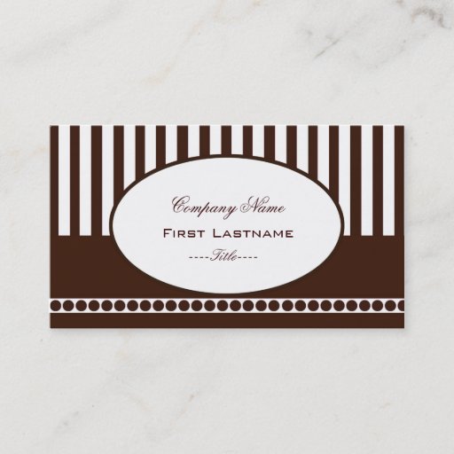 Customizable Brown &amp; White Stripe Business Card