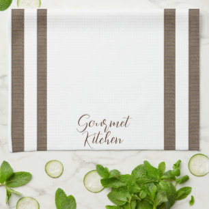 Brown White Stripe Kitchen Hand Towel Gourmet